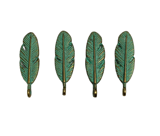 Metal Feather Charms -Teal