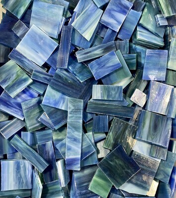 Dark Blue &amp; Green Stained Glass Offcuts 1/2 Lb