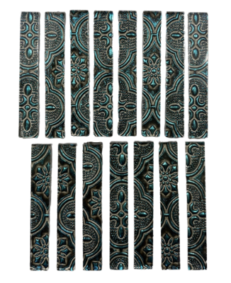 15 Turquoise Flora Large Rectangle TIles