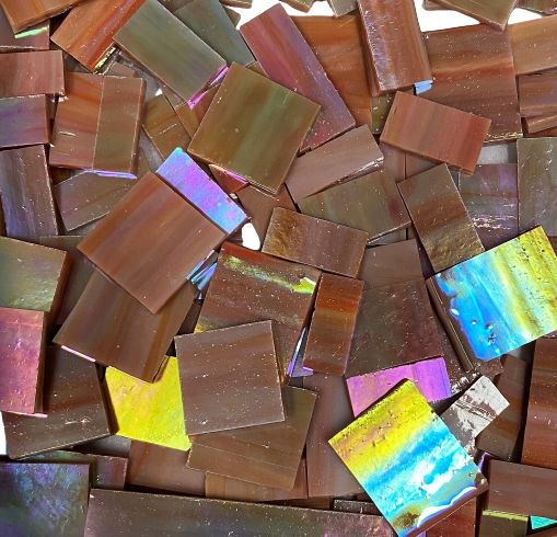 Iridescent Brown & Red Stained Glass Offcuts 1/2 Lb