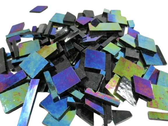 Iridescent Black Stained Glass Offcuts 1/2 Lb