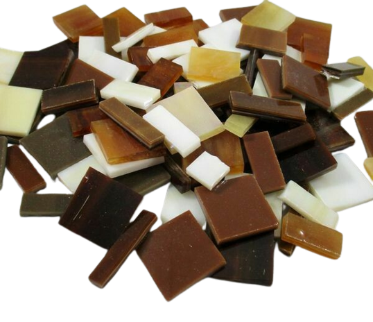 Tan, Amber & Brown Mix Stained Glass Offcuts 1/2 Lb