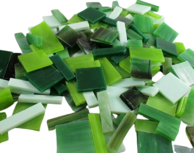 Green Mix Stained Glass Offcuts 1/2 Lb
