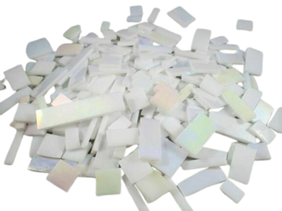 Iridescent White Stained Glass Offcuts 1/2 Lb