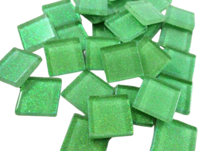 3/4" Spring Green Glitter Tiles
