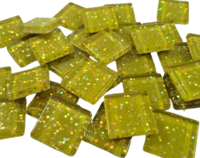 3/4" Disco Yellow Glitter Tiles