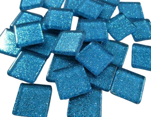 3/4" Ocean Blue Glitter Tiles