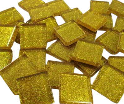 3/4" Golden Yellow Glitter Tiles