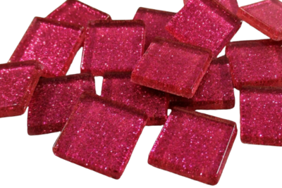 3/8" Hot Pink Glitter Tiles