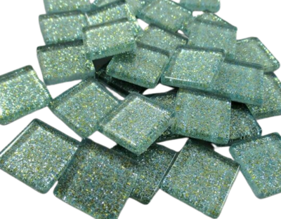 3/4" Seafoam Glitter Tiles
