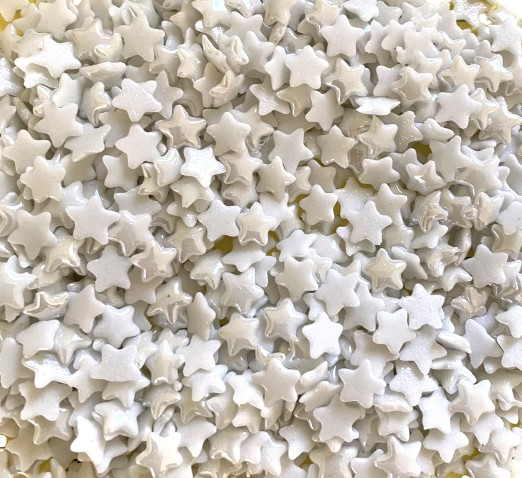 100 Tiny Glass Star Cabochons - Pearlized White
