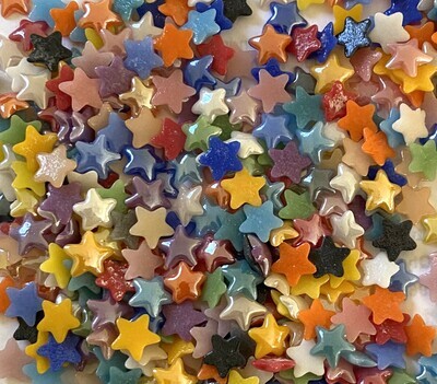 100 Tiny Glass Star Cabochons - Assorted Colors