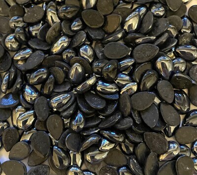 50 Pearlescent Black Glass Teardrop Tiles