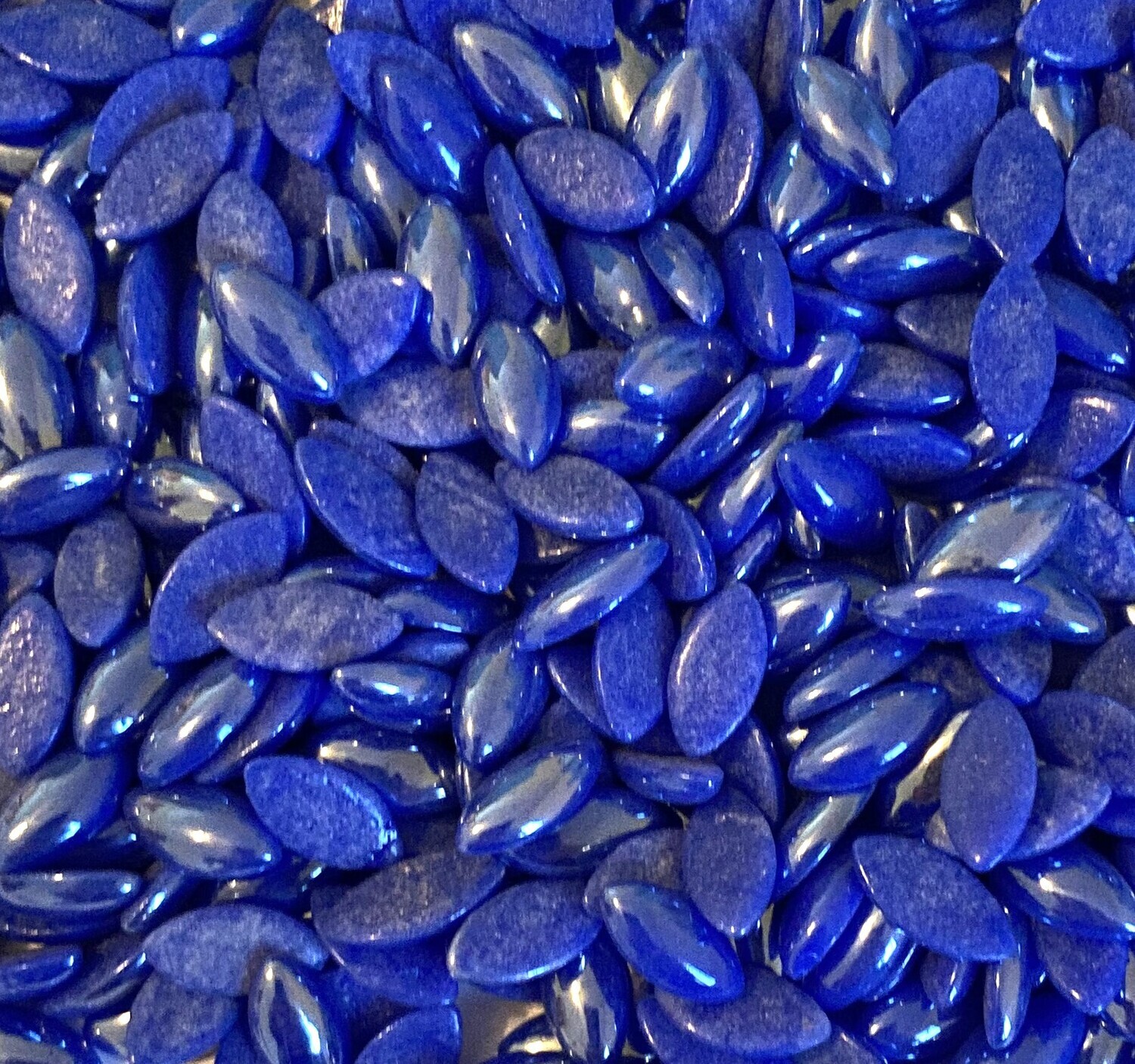 50 Pearlized Lapis Blue Glass Petals 14mm