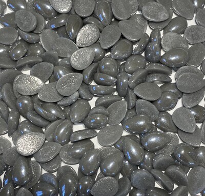 50 Pearlescent Dark Gray Glass Teardrop Tiles