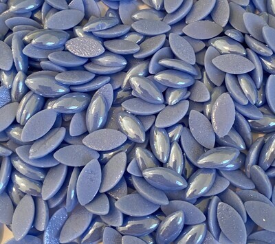 50 Pearlized Azure Blue Glass Petals 14mm