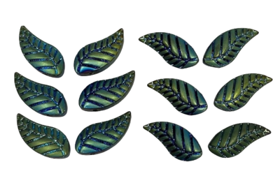 Large Green Metallic Glass Leaves