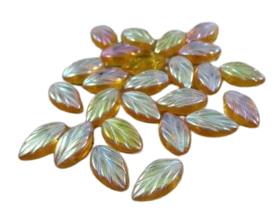 Iridescent Amber Glass Leaves