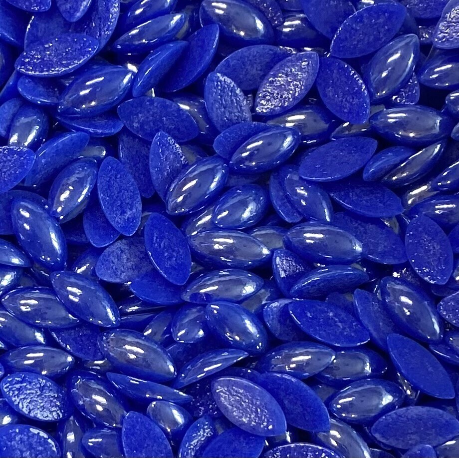 65 Pearlized Lapis Blue Glass Petals 12mm