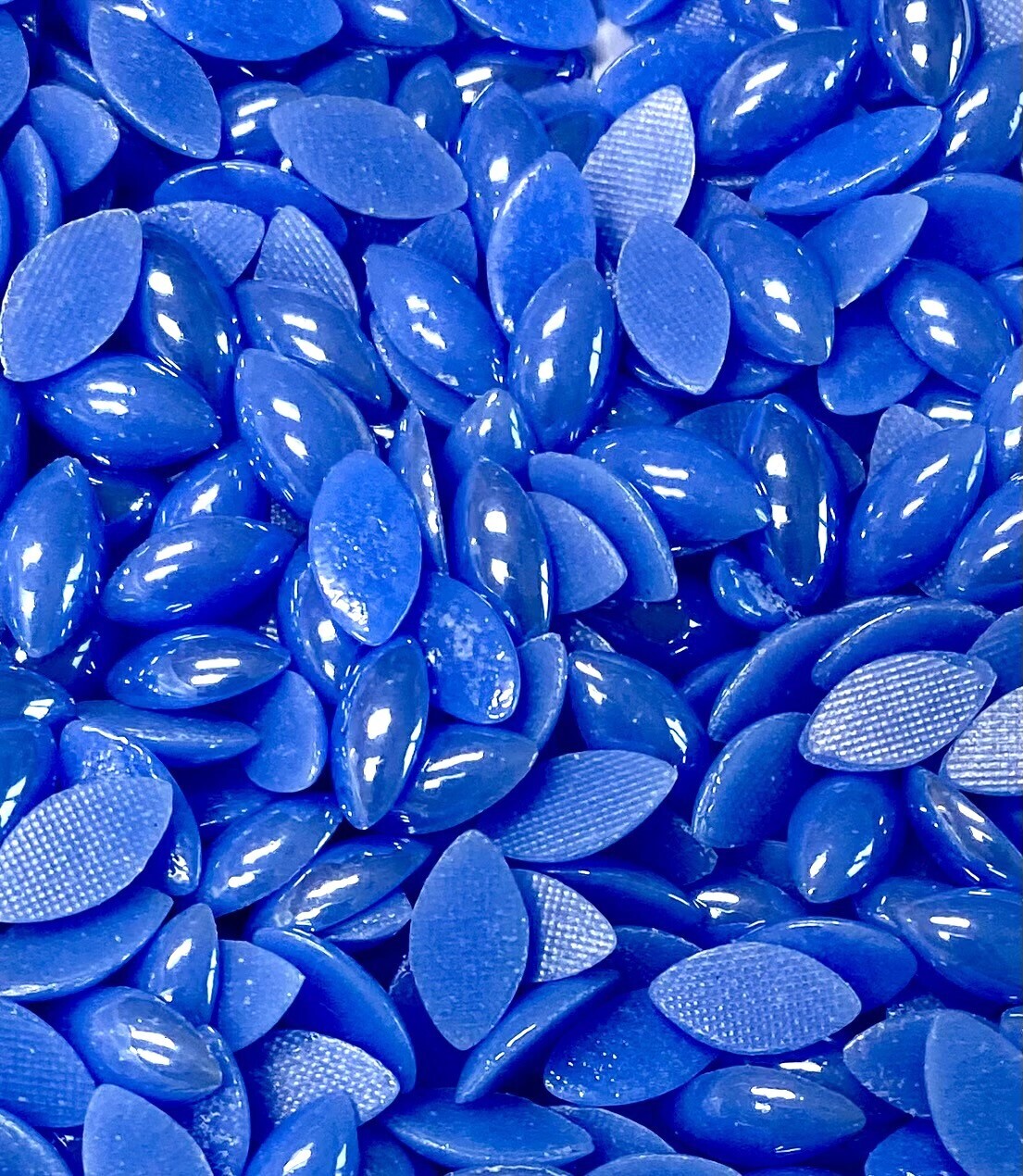 65 Pearlized Azure Blue Glass Petals 12mm