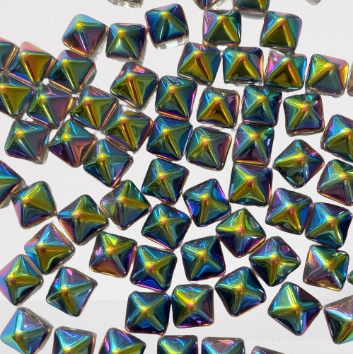 8mm Rainbow Pyramid Czech Cabochons