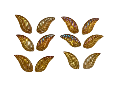 Large Golden Amber Glass Leaves