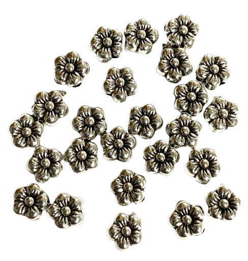 25 Silver Metal Flowers (1/4&quot; Diameter)