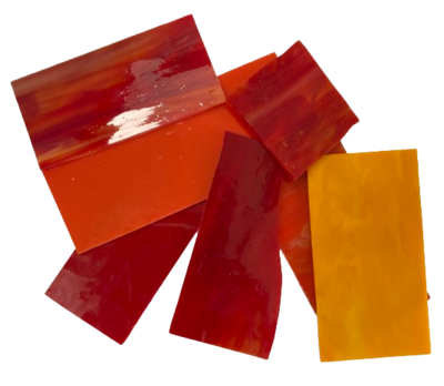 1/2 lb Red &amp; Orange Mix Stained Glass Pieces
