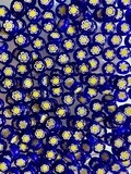 25 Blue &amp; Yellow Millefiori Glass Beads 8mm