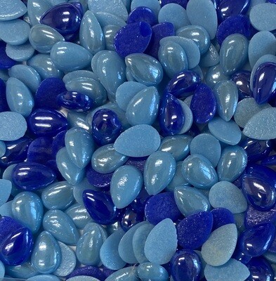 50 Blue Mix Glass 12mm Teardrop Tiles
