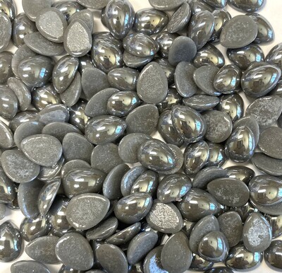 50 Pearlescent Dark Gray 14mm Glass Teardrop Tiles