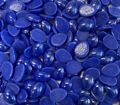 50 Pearlescent Lapis Blue 14mm Glass Teardrop Tiles