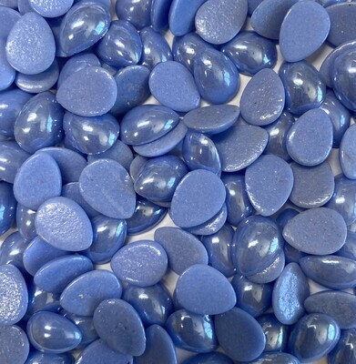 50 Pearlescent Azure Blue 14mm Glass Teardrop Tiles