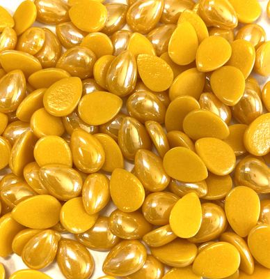 50 Pearlescent Sunflower Yellow Glass 12mm Teardrop Tiles