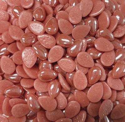 50 Pearlescent Pink Glass 12mm Teardrop Tiles