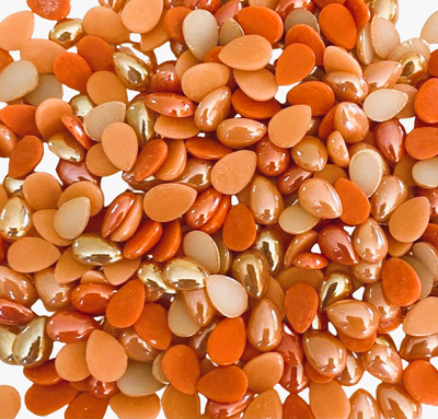 50 Orange Mix 12mm Glass Teardrop Tiles