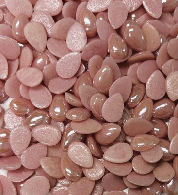 50 Pearlescent Light Pink Glass 12mm Teardrop Tiles