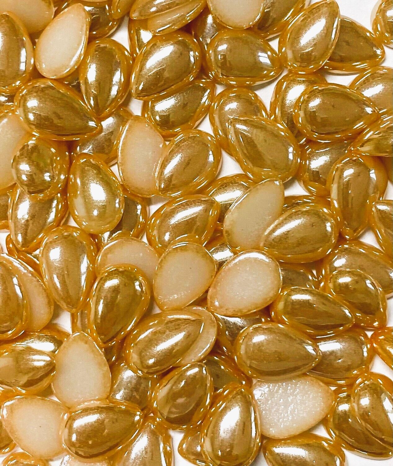 50 Pearlescent Bronze Glass 12mm Teardrop Tiles