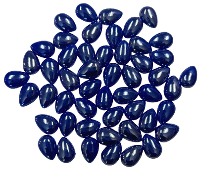 50 Pearlescent Lapis Blue Glass 12mm Teardrop Tiles