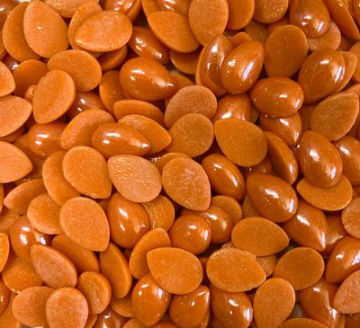 50 Pearlescent Orange 14mm Glass Teardrop Tiles