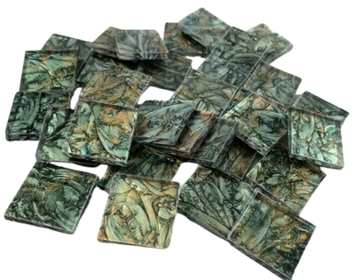 Green &amp; Bronze Van Gogh Tiles