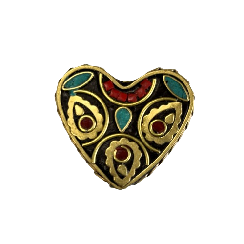 Tibetan Heart Shaped Bead - 30mm