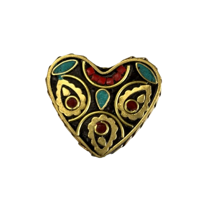 Tibetan Heart Shaped Bead - 30mm