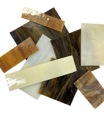 1/2 lb Brown, Amber &amp; Tan Mix Stained Glass Pieces