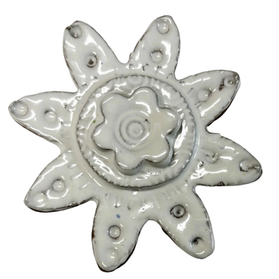 Large White Layered Ceramic Tile Flower Medallion