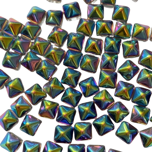 8mm Rainbow Pyramid Czech Cabochons