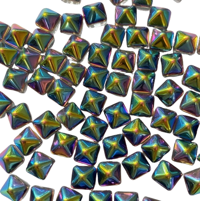 8mm Rainbow Pyramid Czech Cabochons