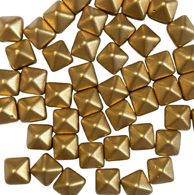 8mm Matte Gold Pyramid Czech Cabochons