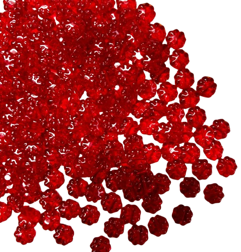 9mm Translucent Ruby Red  Czech Glass Flowers
