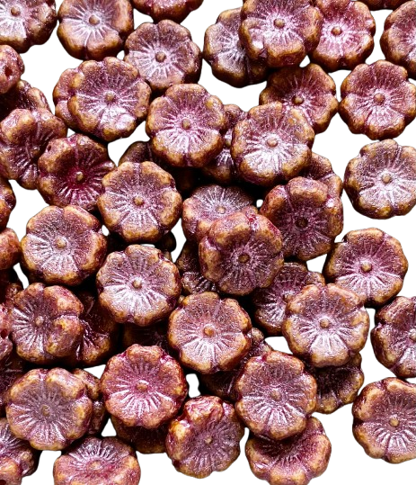 12mm Pink Czech Hibiscus Flowers